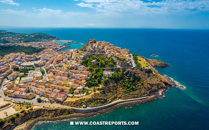Aerial view of Castelsardo in northern Sardinia